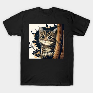 Cat Fall Autumn Leaf Tree Funny Cat Lovers Gifts T-Shirt